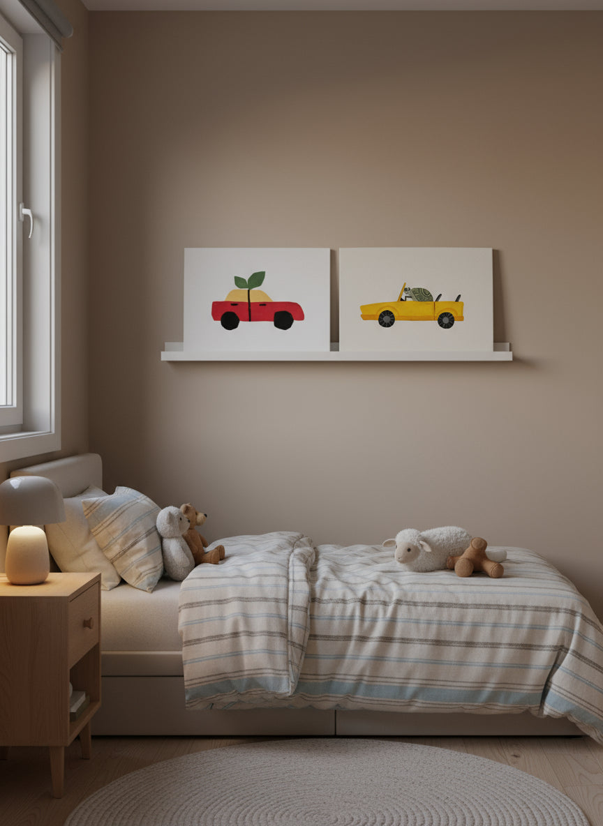 Kinderzimmer Wanddekoration mit handgemalten Leinwandbildern im Querformat - Kinderzimmer Einrichtungsideen