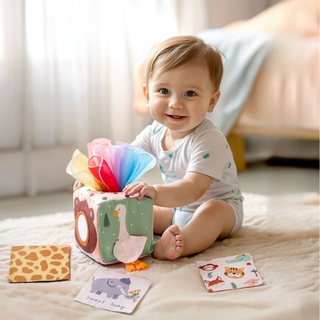 Baby Baumwoll Taschentuchbox Sensorikspielzeug