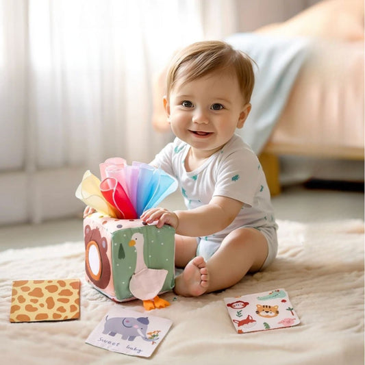 Baby Baumwoll Taschentuchbox Sensorikspielzeug