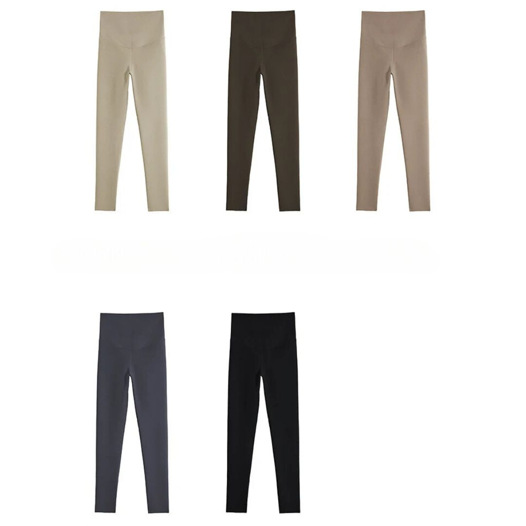 Farbübersicht der Thermo Leggings Winter in Beige, Braun, Schwarz und Grau. Warme Fleece Leggings für Damen bei Kiddoskiste.