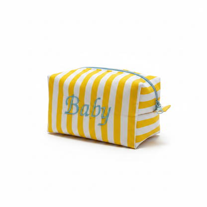 Kulturtasche mit Stickerei Gelb Baby – personalisiert | Sandrian