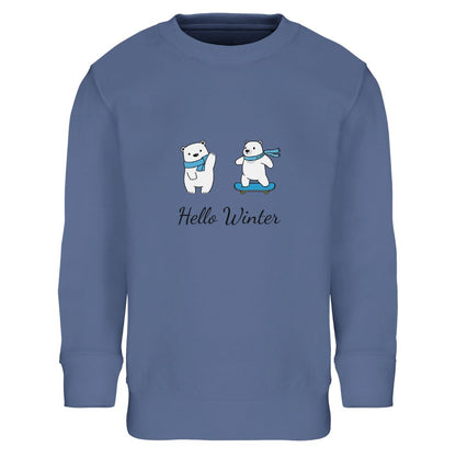 Hello Winter Sweatshirt blau für Kinder - umweltfreundlicher Pullover aus nachhaltigen Materialien