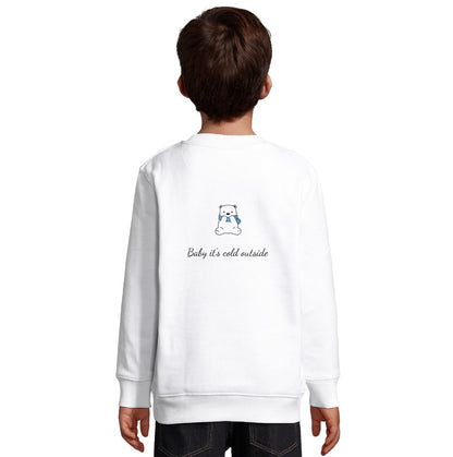 Hello Winter Sweatshirt weiß Rückseite - Kinder Pullover mit Rückendruck, fair produziert in der EU