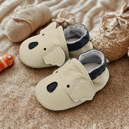 Weiche Leder-Krabbelschuhe Beiger Koala