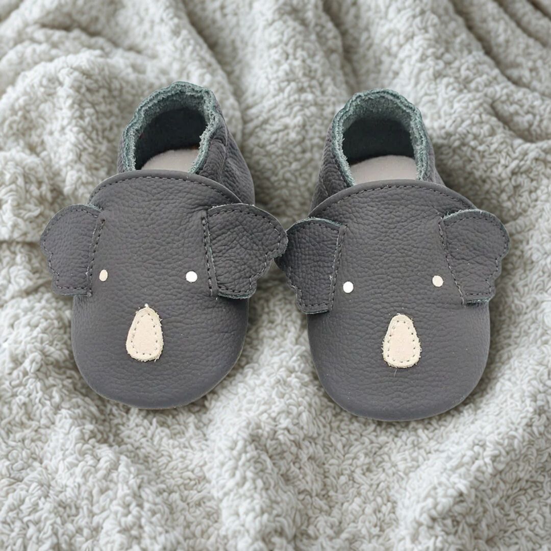 Leder-Krabbelschuhe Grauer Koala