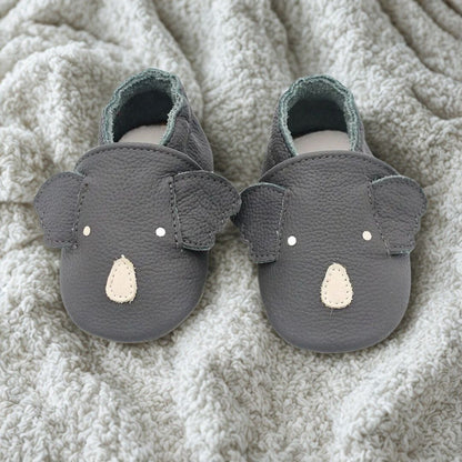Leder-Krabbelschuhe Grauer Koala