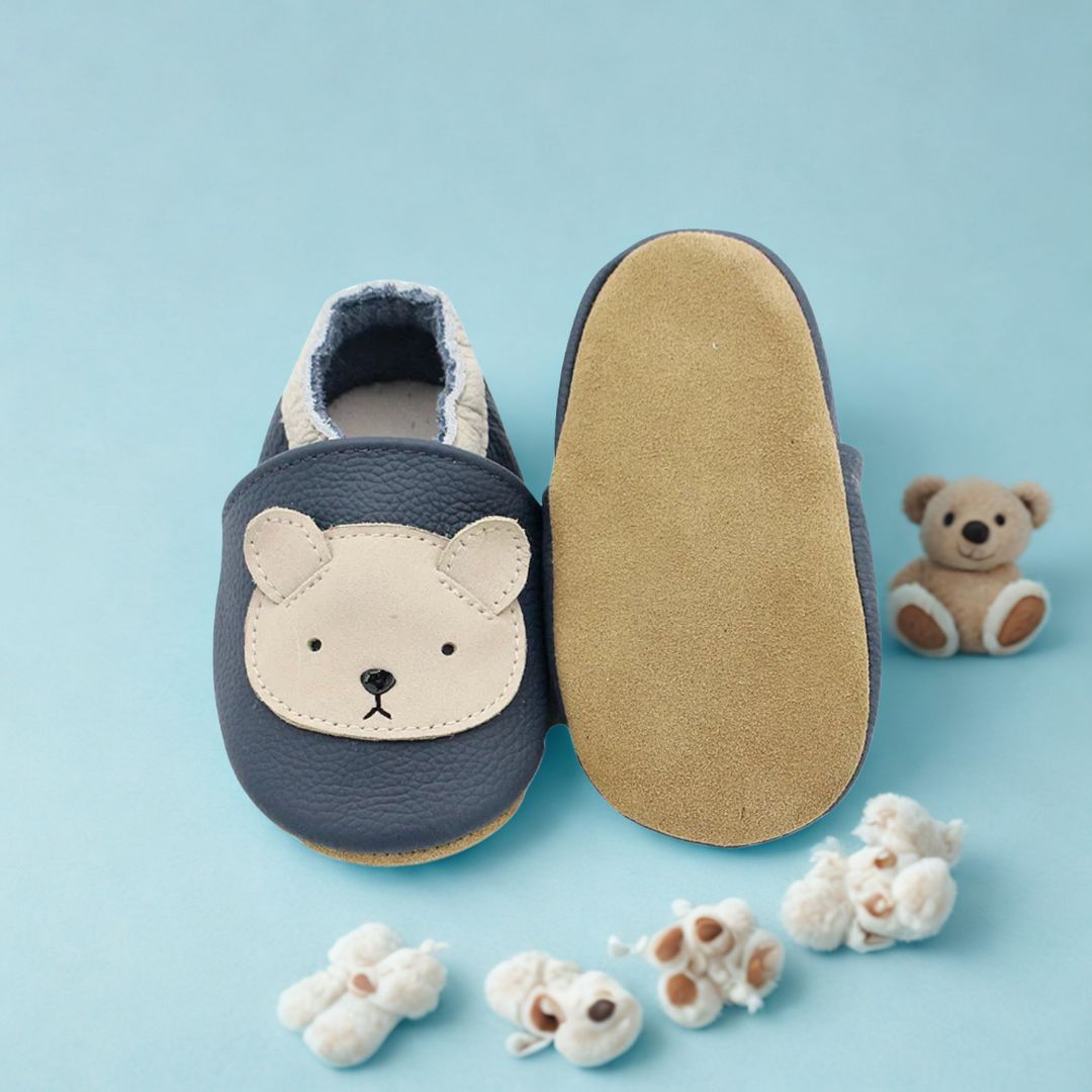 Weiche Leder Krabbelschuhe in Blau