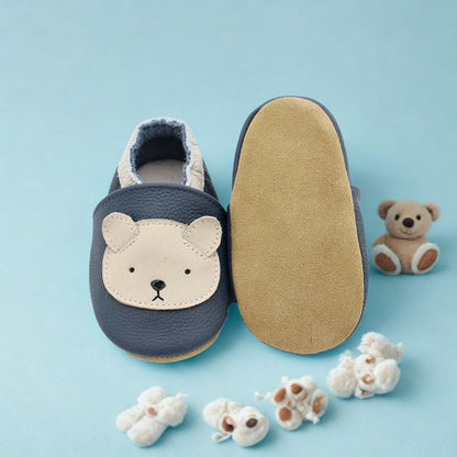 Weiche Leder Krabbelschuhe in Blau