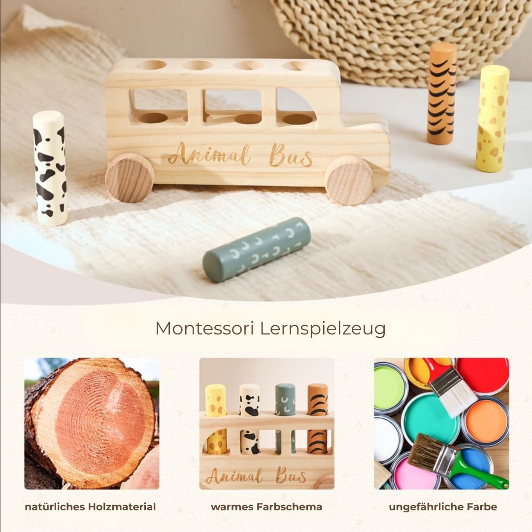 Montessori Kinderspielbus aus Holz Beschreibung