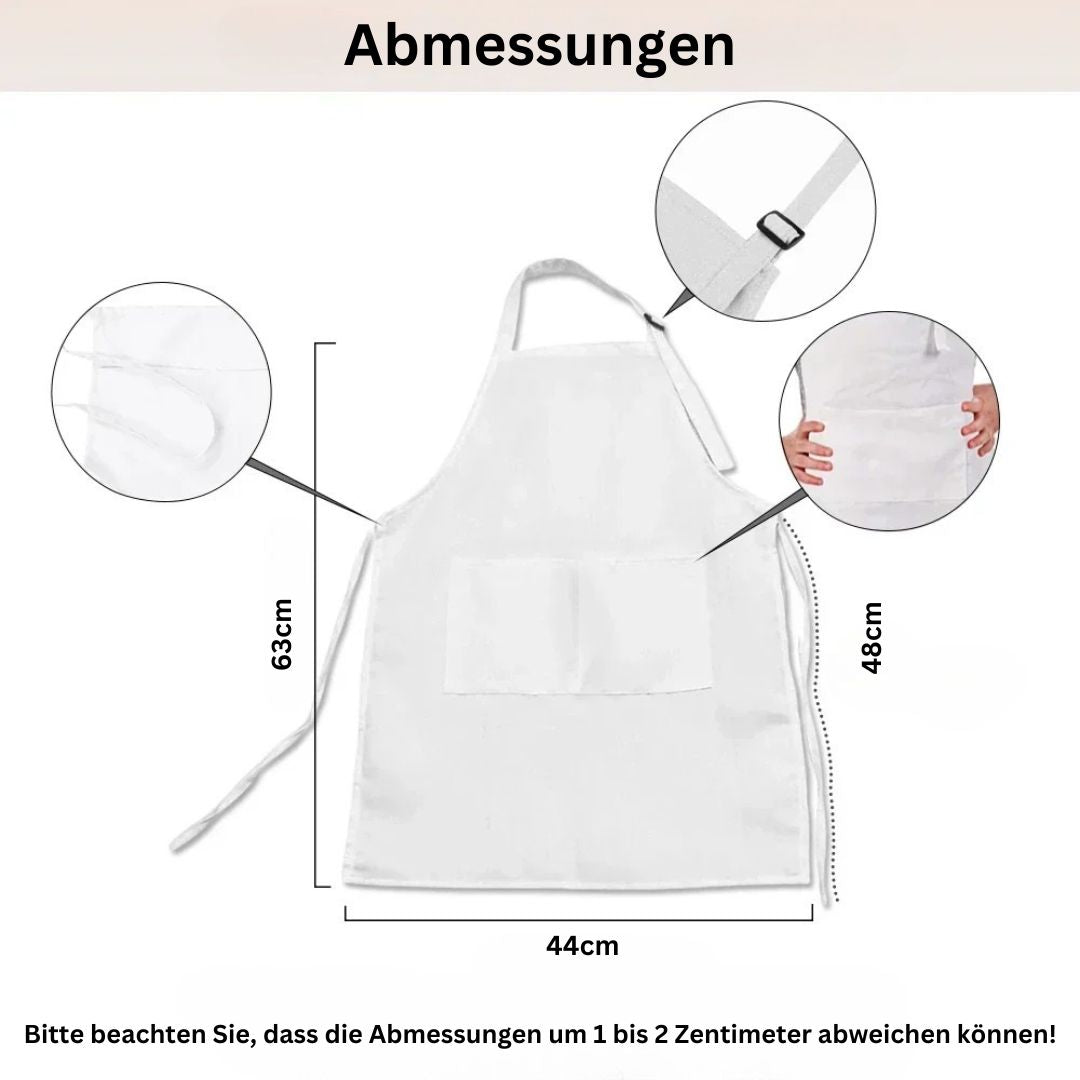 Personalisierte Kinderschürze mit Abmessungen