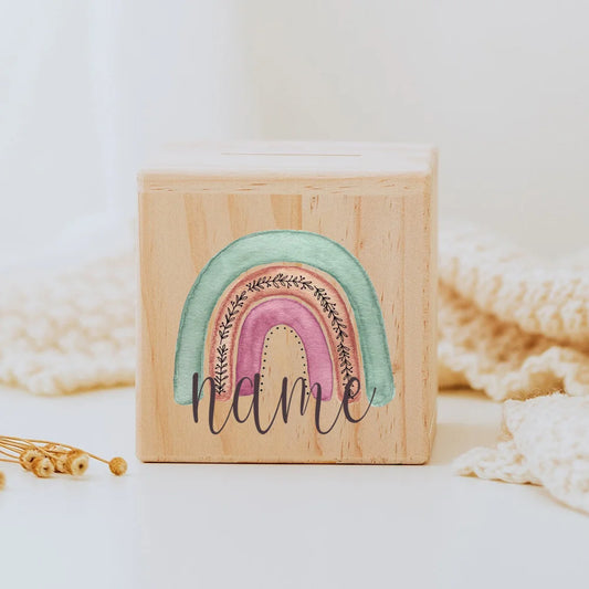 Personalisierte Spardose aus holz 1