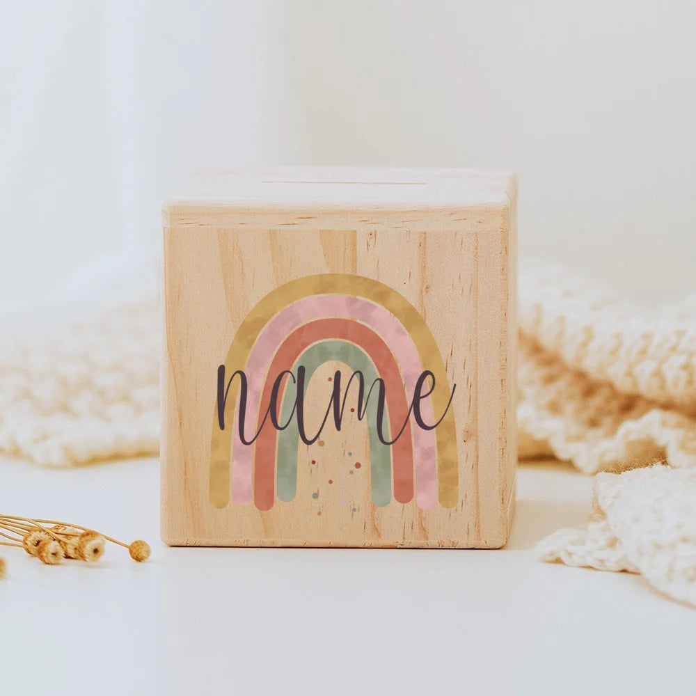 Personalisierte Spardose aus holz