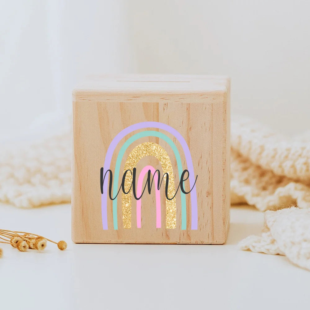 Personalisierte Spardose aus holz