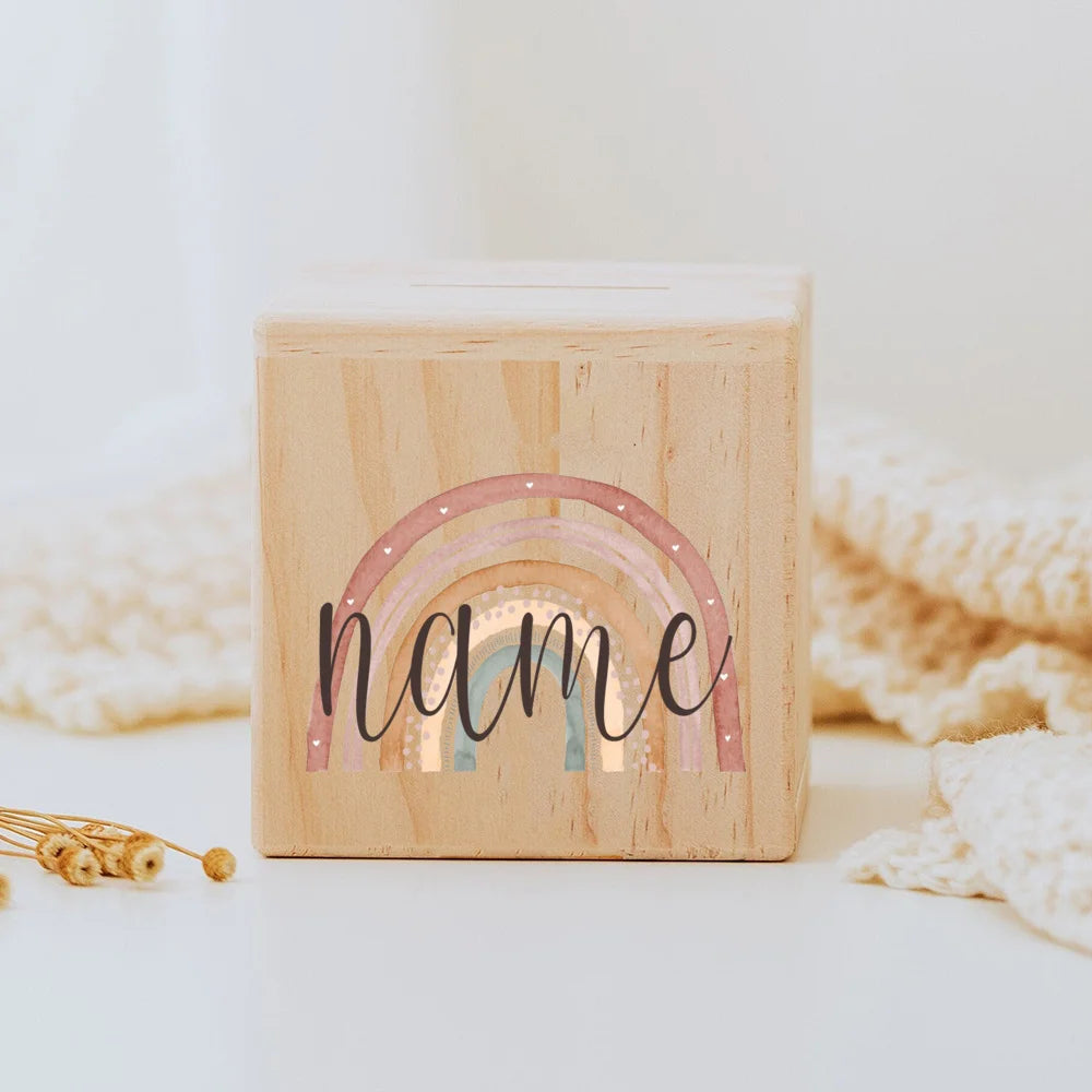 Personalisierte Spardose aus holz