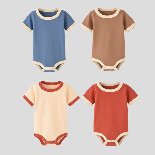 Retro Baby Strampler Bio-Baumwolle vier vintage Farben