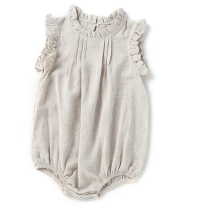 Retro Leinen Romper in beige