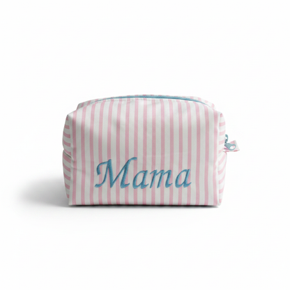 Kulturbeutel gestreift rosa - Mama
