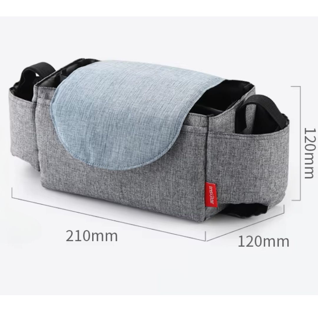 Wickeltasche - Aufbewahrungstasche in grau mit Abmessungen