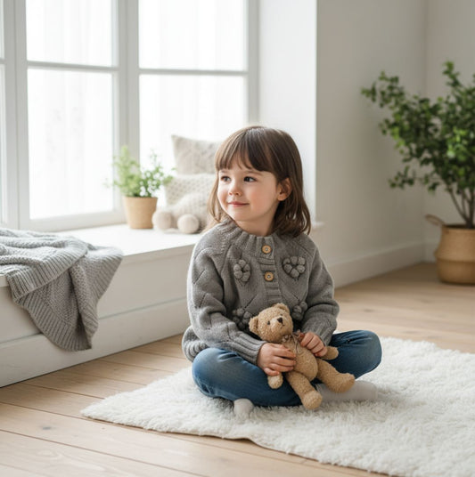 graue kinder strickjacke