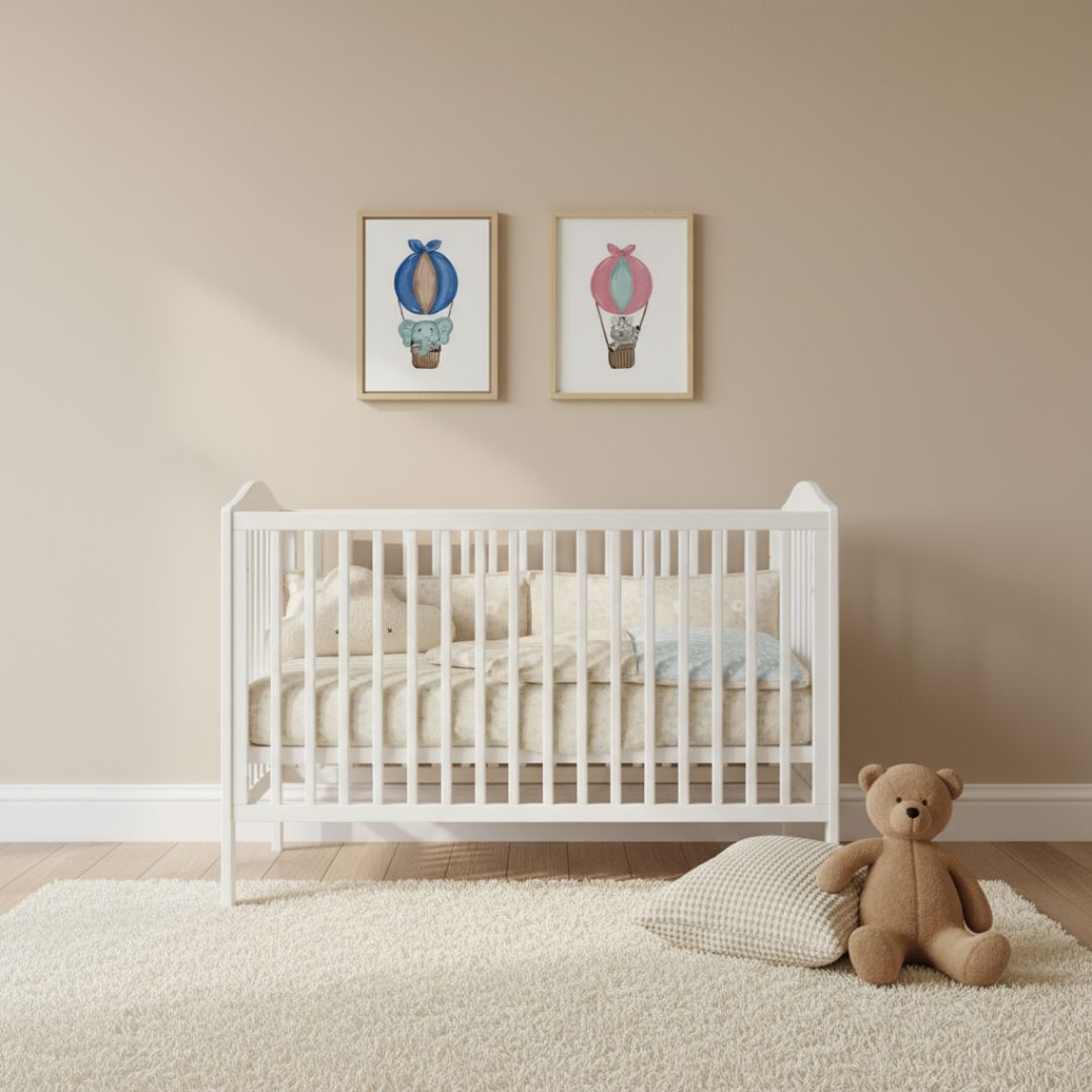 Handgemaltes Heißluftballon Leinwandbild mit Tieren für Kinderzimmer - Ballon Wandbild auf Canvas