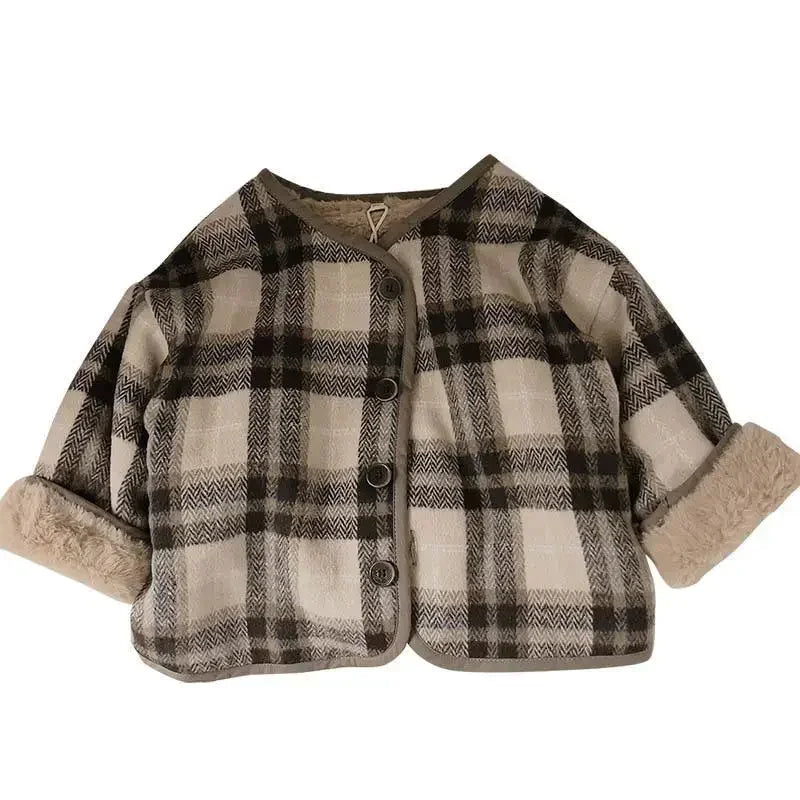 Übergangsjacke mit Teddyfell kariert