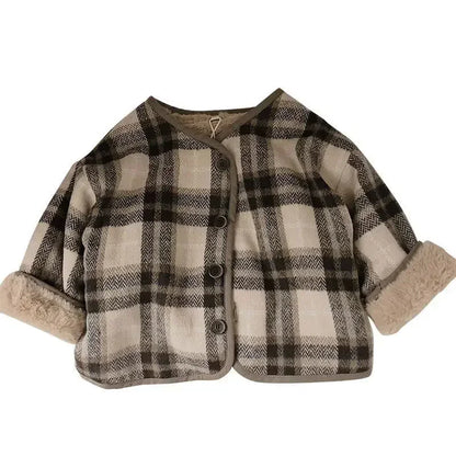 Übergangsjacke mit Teddyfell kariert